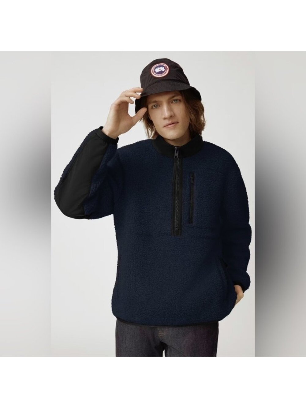 Canada Goose Men's XS Navy Blue Renfrew Wool Blend Fleece Half Zip Pullover